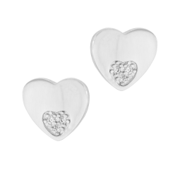 Boucles d'oreilles en argent rhodié et oxydes de zirconium, coeurs