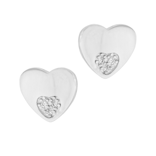 Boucles d'oreilles en argent rhodié et oxydes de zirconium, coeurs
