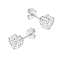 Boucles d'oreilles en argent rhodié et oxydes zirconium, coeur