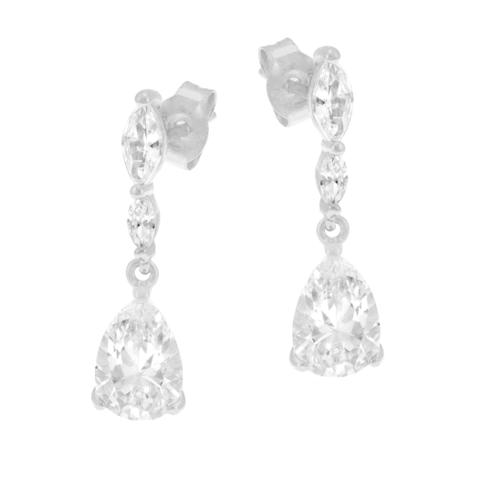 Boucles d'oreilles en argent rhodié et oxydes de zirconium