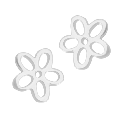 Boucles d'oreilles en argent rhodié, fleur