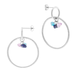 Boucles d'oreilles en acier, améthyste, lapis lazuli et apatite