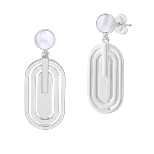 Boucles d'oreilles en argent rhodié et nacre