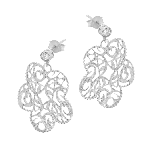 Boucles d'oreilles en argent rhodié et oxydes de zirconium