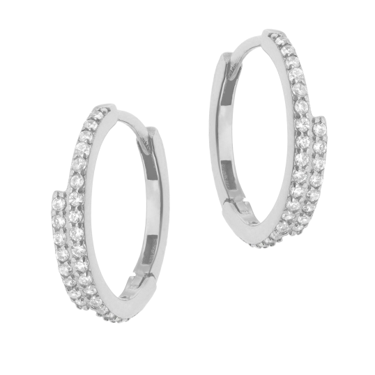 Boucles d'oreilles en argent rhodié et oxydes de zirconium