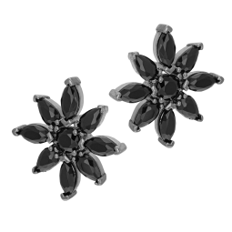 Boucles d'oreilles en argent rhodié et oxydes de zirconium