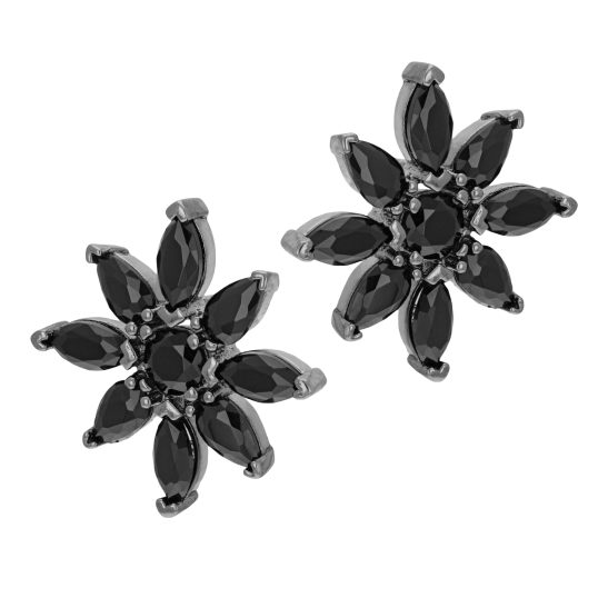 Boucles d'oreilles en argent rhodié et oxydes de zirconium