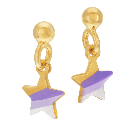 Boucles d'oreilles en argent doré et laque, étoile