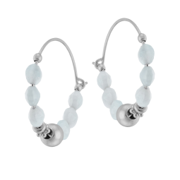 Créoles en argent rhodié, calcédoines