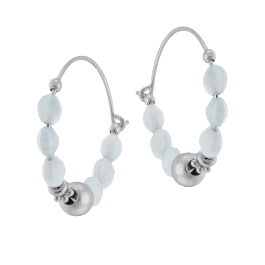 Créoles en argent rhodié, calcédoines
