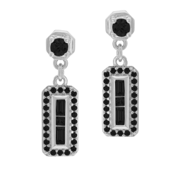 Boucles d'oreilles en argent rhodié et oxydes de zirconium noirs
