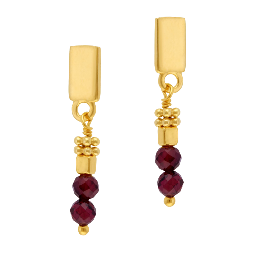 Boucles d'oreilles en argent doré et grenats