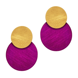 Boucles d'oreilles en argent doré et laque 