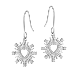 Boucles d'oreilles en argent rhodié et oxydes de zirconium, coeur