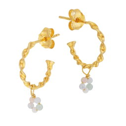 Boucles d'oreilles en en argent doré et pierres synthétiques