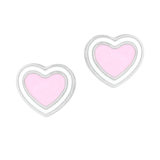 Boucles d'oreilles en argent rhodié et laque, coeurs