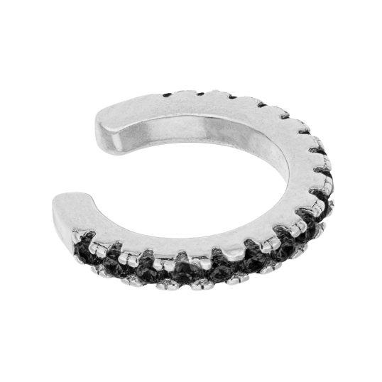 Earcuff en argent rhodié et oxydes de zirconium noirs