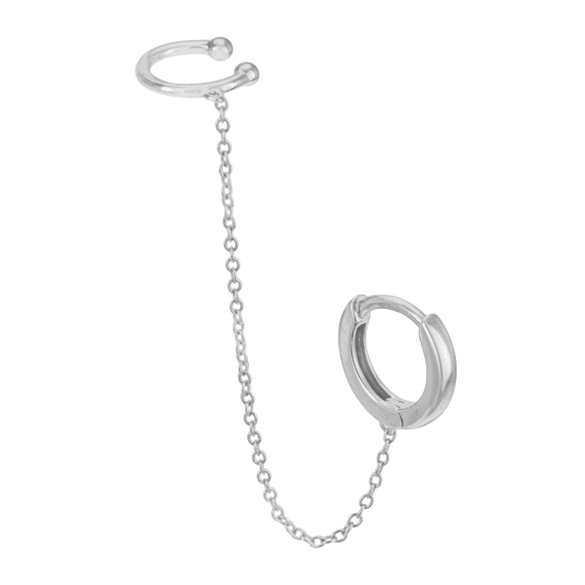 Mono boucle d'oreille en argent rhodié