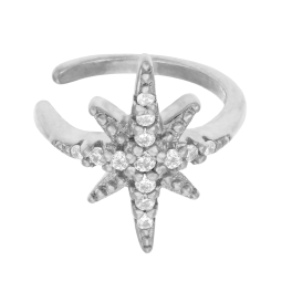 Earcuff en argent rhodié et oxydes de zirconium, étoile