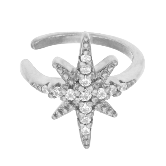 Earcuff en argent rhodié et oxydes de zirconium, étoile