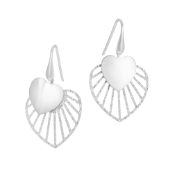 Boucles d'oreilles en argent rhodié, coeur