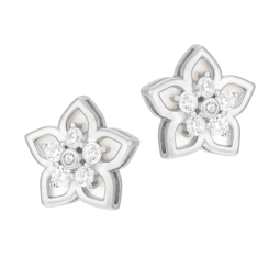 Boucles d'oreilles en argent rhodié, oxydes de zirconium et pierre synthétique