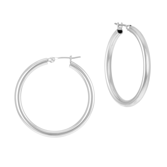 Créoles en argent rhodié fil 35/10