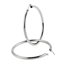 Créoles en argent rhodié fil 45/10