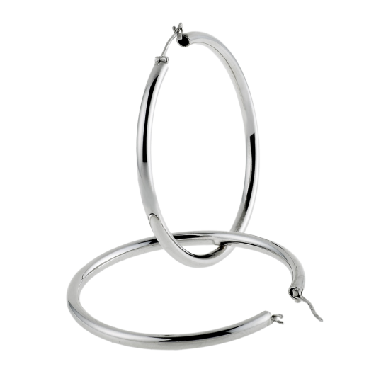 Créoles en argent rhodié fil 45/10