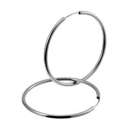 Créoles en argent rhodié, fil 30/10 et diamètre 55 mm
