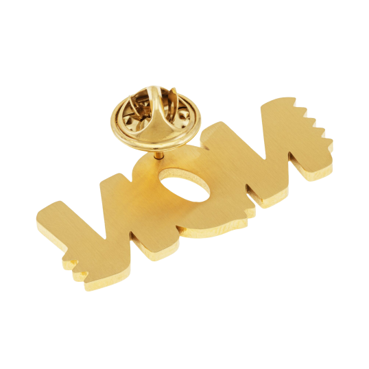 Pin's en acier doré et laque, NON
