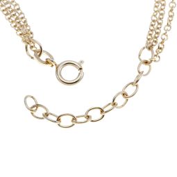 Chaine de cheville en plaqué or, triple chaine et perles synthétiques