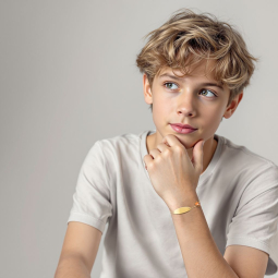 Bracelet identité en or jaune et laque, renard