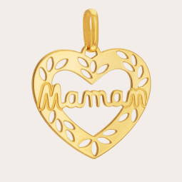 Pendentif en or jaune, coeur maman