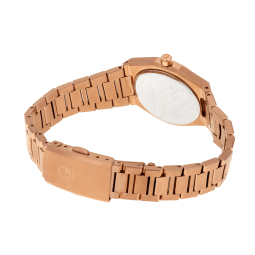 Montre femme, boîte et bracelet en acier rose, verre minéral