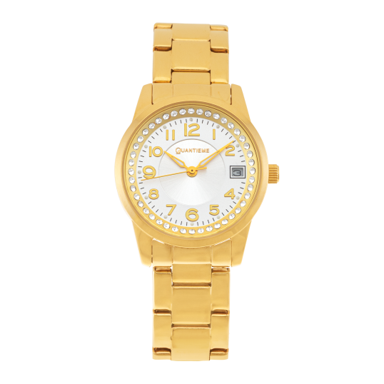 Montre dame tout acier dore et cristaux