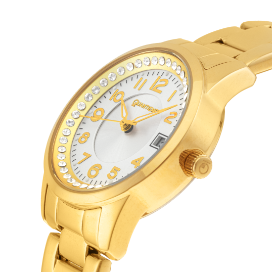 Montre dame tout acier dore et cristaux