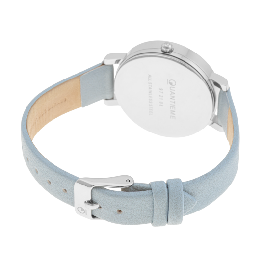 Montre femme, boite acier,  bracelet cuir et polyuréthane, verre minéral