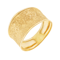 Bague large en or jaune, granitée