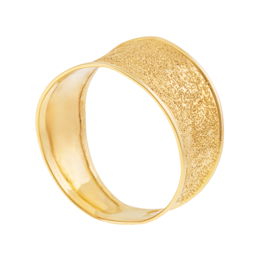 Bague large en or jaune, granitée