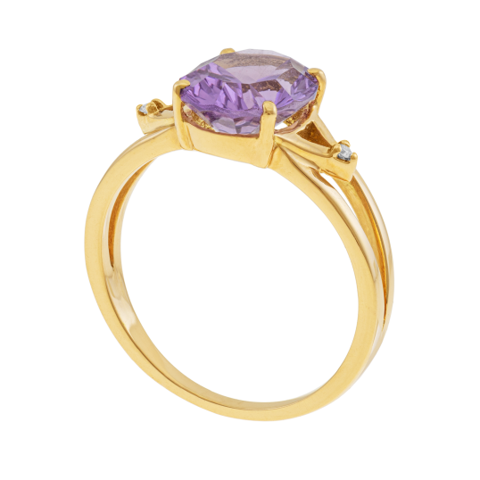 Bague en or jaune, améthyste et diamants
