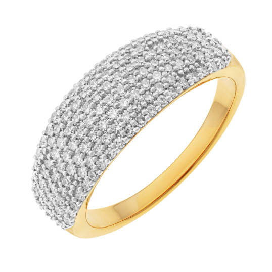 Bague en or jaune et rhodié, diamants et laque
