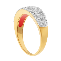 Bague en or jaune et rhodié, diamants et laque