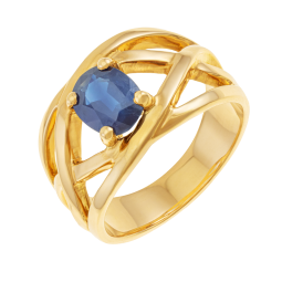 Bague en or jaune et saphir
