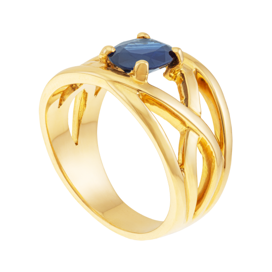 Bague en or jaune et saphir