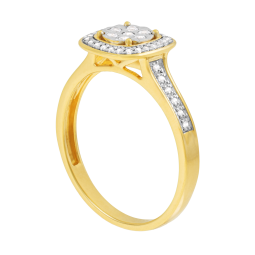 Bague en or jaune et rhodié, diamants, carré Bague en or jaune et rhodié, diamants, carré
