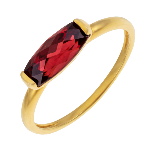 Bague en or jaune et grenat briolette