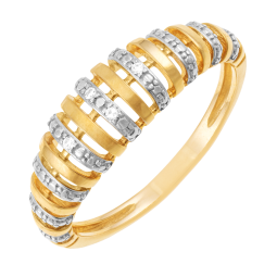 Bague en or jaune et rhodié, diamants , ajourée Bague en or jaune et rhodié, diamants , ajourée