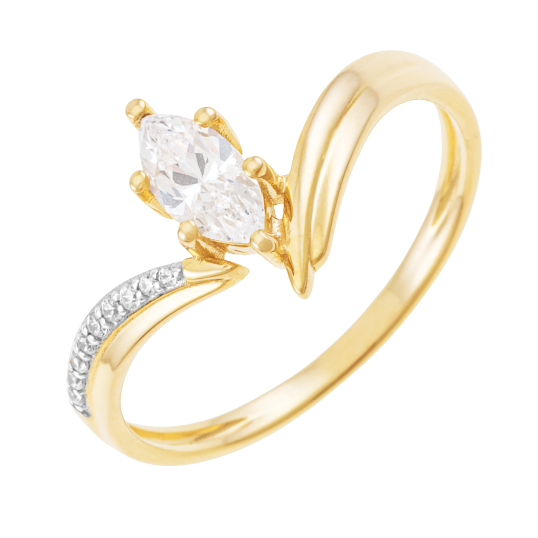 Bague en or jaune et rhodié, oxydes de zirconium, marquise