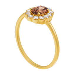 Bague en or jaune et oxydes de zirconium, fleur Bague en or jaune et oxydes de zirconium, fleur
